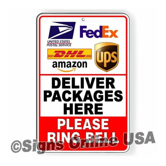Deliver Packages Here Please Ring Bell Sign Or Decal 6 SIZES deliveries drop off image {1}
