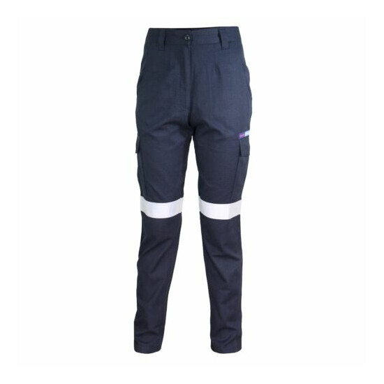 DNC Ladies Inherent FR PPE2 Midweight Navy Cargo Taped Pants ATPV8+ FR Loxy Tape image {3}