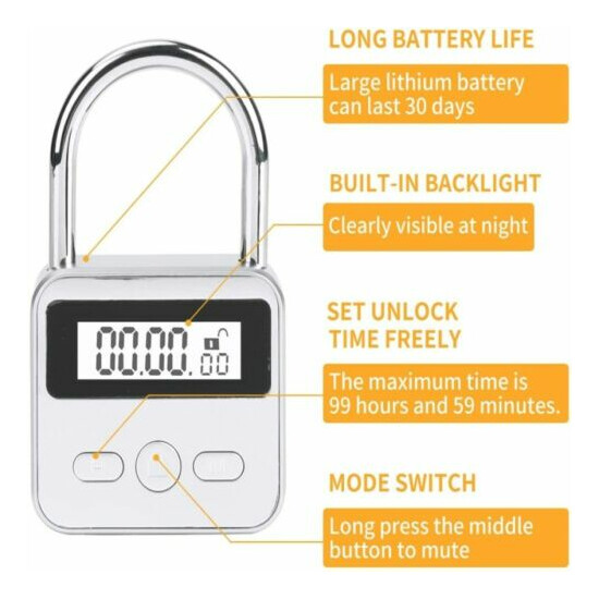 Metal Timer Lock LCD Display Multi-Function Electronic Time 99 Hours Max Timing image {3}