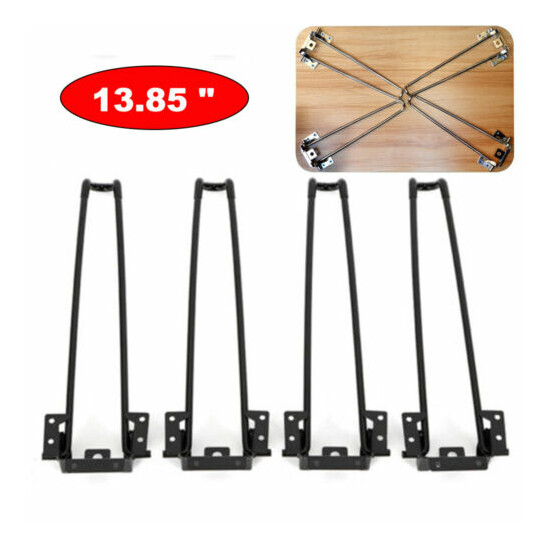Set of 4 Folding Hairpin Table Legs Furniture Desk Bench Leg Black Adjustable US image {1}