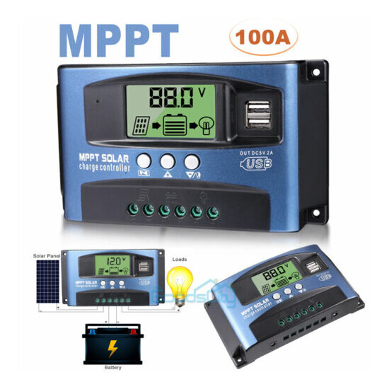 12/24V 60/80/100A MPPT Solar Charge Controller Panel Battery Regulator Dual USB image {3}