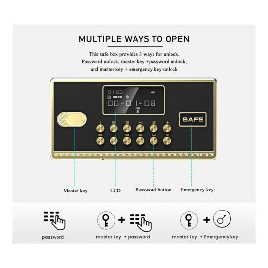 Extra Large Electronic Digital Lock Keypad Safe Box Home Security Gun Cash Black image {4}