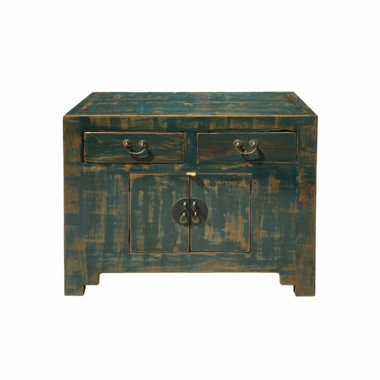 Oriental Distressed Teal Green Blue Credenza Sideboard Table Cabinet cs6147 image {2}