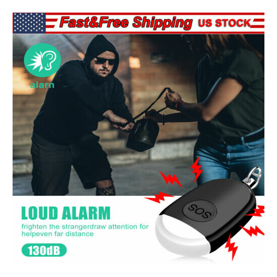 2Pcs USB Rechargeable 130dB Safety Personal Alarms Siren for Women Kids Elder US image {1}