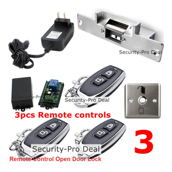 Door Access Control System+Door Electric Strike Lock + 3Wireless Remote Controls image {1}