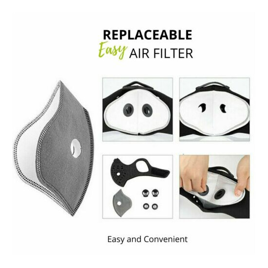 Flexible Face Mask Double Respirator Valve 1 Free Activated Carbon Filter image {8}