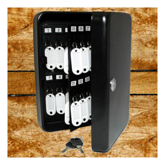 NEW Locking BLACK Dorm Auto Lock Index Wall Mount 48 Key Safe Hook Cabinet Box image {1}