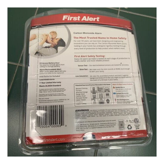 First Alert CO400 Carbon Monoxide Alarm Detector image {2}