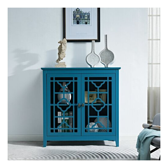 Accent Storage Cabinet with Doors and Adjustable Shelf Wood Buffet Sideboard image {2}