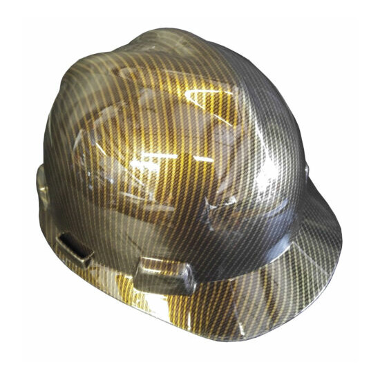 Hard Hat MSA Cap Style hydro dipped Gold Carbon Fiber  image {1}