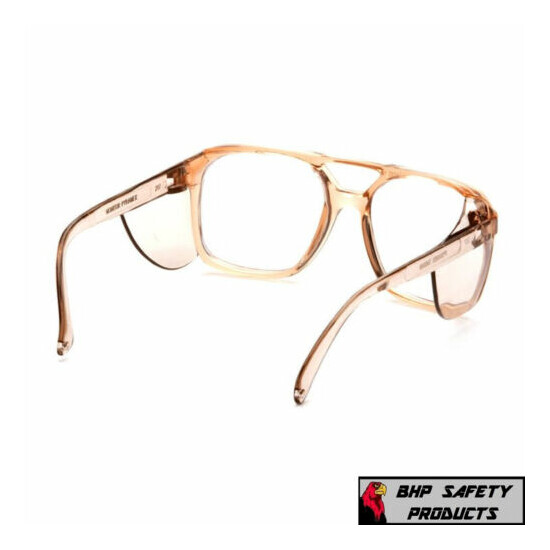 Pyramex Monitor Clear Caramel Retro Pilot Style Safety Glasses Side Shield Z87+ image {2}