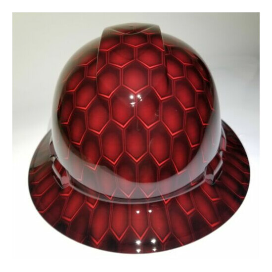 NEW FULL BRIM Hard Hat custom hydro dipped in 3D RED HEX CARBON DEEP 3D EFFECTS image {1}