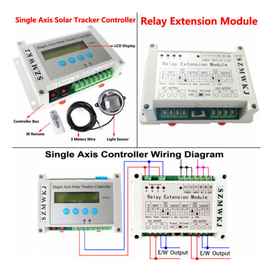 LCD Single Axis Solar Tracker Controller +Relay Module for Solar Panel System CL image {1}