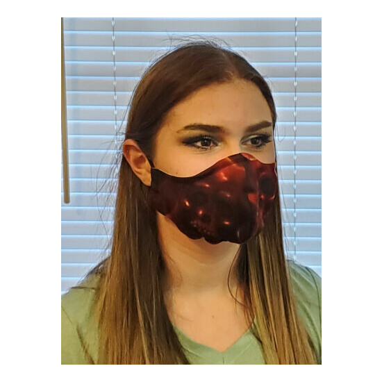 XXL Face Mask Red Skulls On Fire Double Layer reusable Unisex US made image {1}