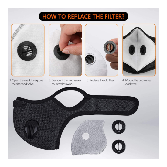 Reusable Mesh Sports Cycling Face Mask With Active Carbon Filter Breathing Valve image {5}