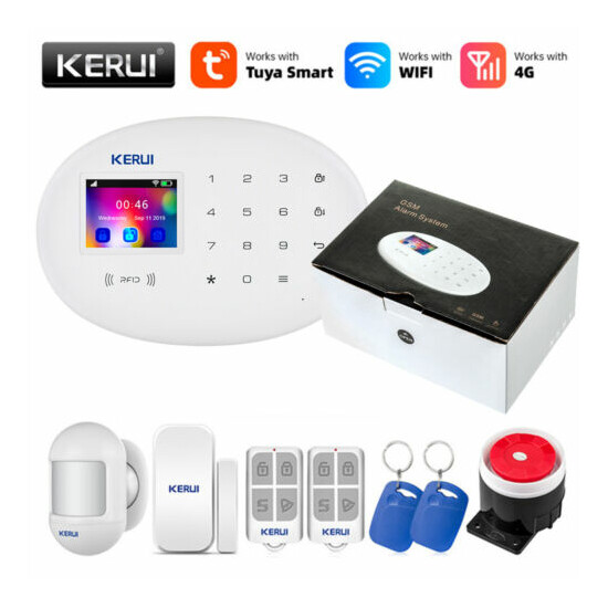 KERUI Wireless WIFI GSM 4G Smart Home Security Alarm System RFID Tuya APP Kits  image {1}