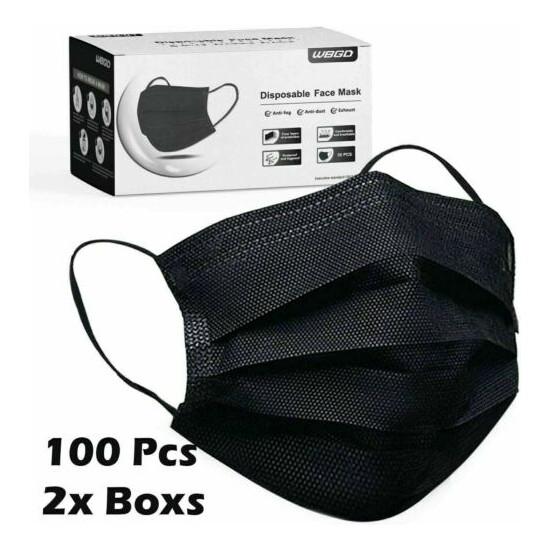 50 / 100 PCS Black Face Mask Mouth & Nose Protector Respirator Masks USA Seller image {1}