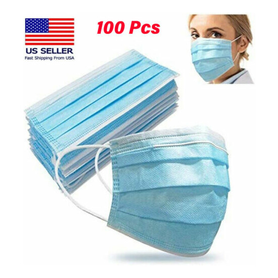 100 Pcs Blue Color Face Mask Mouth & Nose Protector Respirator Masks with Filter image {1}