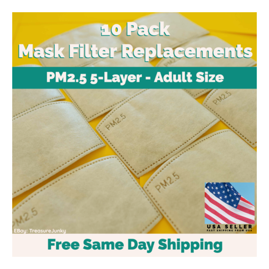 10 Pack Adult PM2.5 5 Layer Carbon Face Super Fresh Air Mask Filter Replacements image {2}
