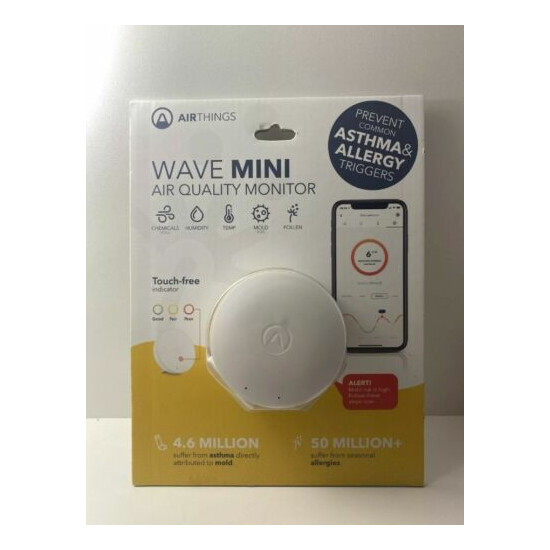 Airthings Wave Mini Smart Indoor Air Quality Monitor Asthma, Mold, Allergy image {1}