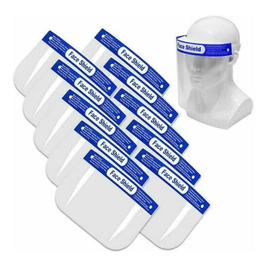 Safety Face Shield 10 Pack Clear Washable Face Mask Anti Fog with Elastic Band image {1}