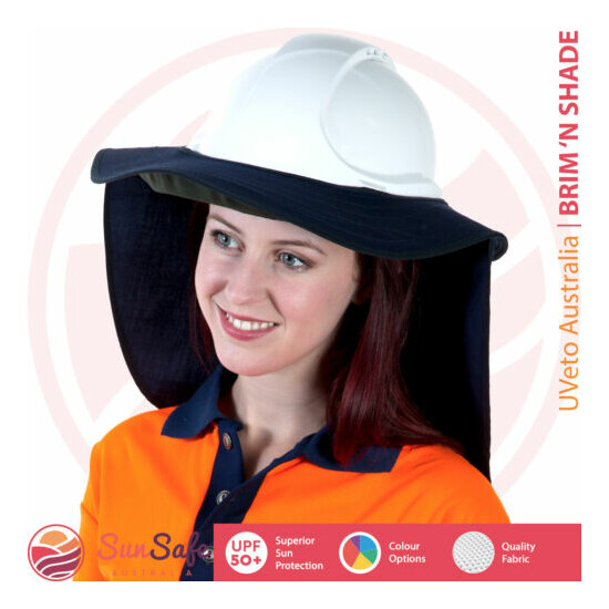 Hard Hat Helmet Brim with Flap Sun Shade UPF 50+ Brim 'N Shade UVeto Australia image {7}