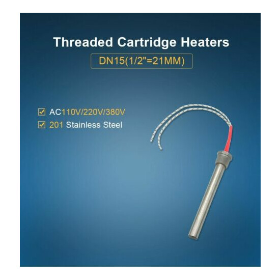 Thread Cartridge Heater Heating Element Stainless Steel Tube 15mm Dia Latest  image {3}