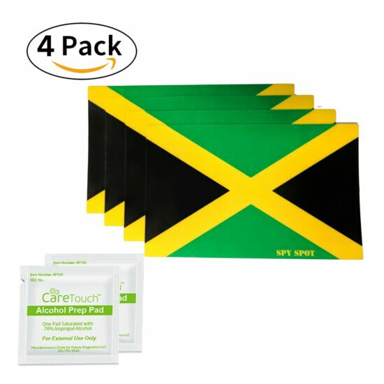 Set of 4 Vinyl Jamaican Flag Decal Stickers Weatherproof Spy Spot image {1}