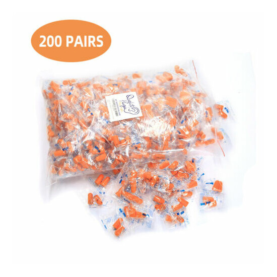 50-200 Pair Foam Ear Plugs Orange Soft Individually Wrapped Noise Cancelling image {10}