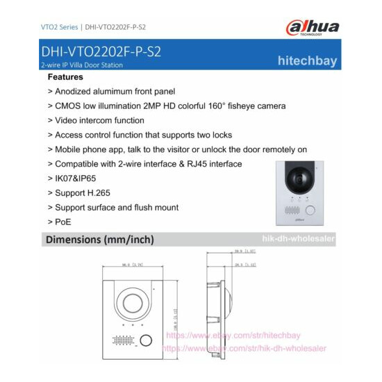 Dahua IP Video Intercom VTO2202F-P-S2 Doorbell VTH5421HW Monitor PoE Mobile APP image {4}