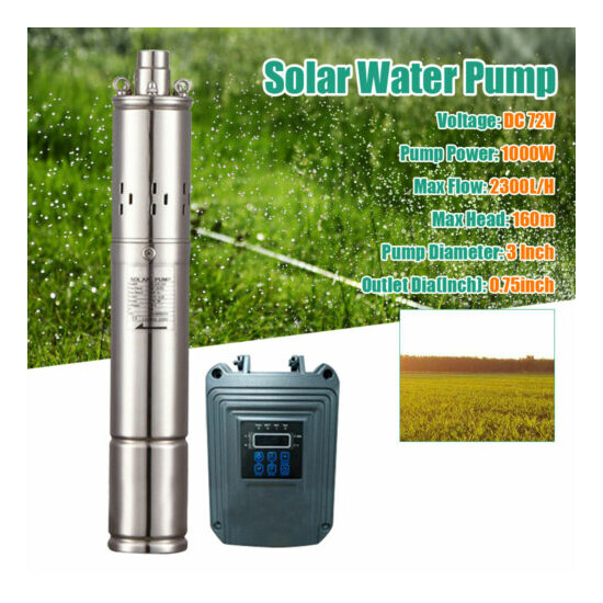 3" 1000W Solar Water Pump Deep Household Industry Submersible Pump 2.3m3/H 72V image {1}