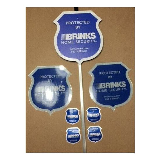 **NEW** BRINKS REFLECTIVE SECURITY YARD SIGN + 4 2-Sided Decals + SOLAR LIGHT image {4}