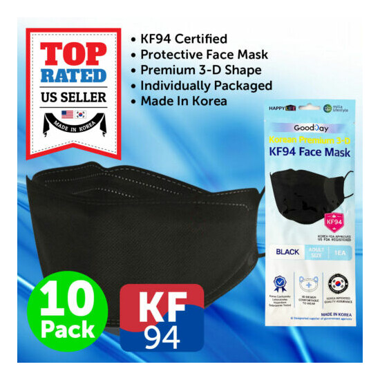 2/3/5/10 Pack KF94 BLACK Face Mask Individual Packed Safety Protective Adult image {11}