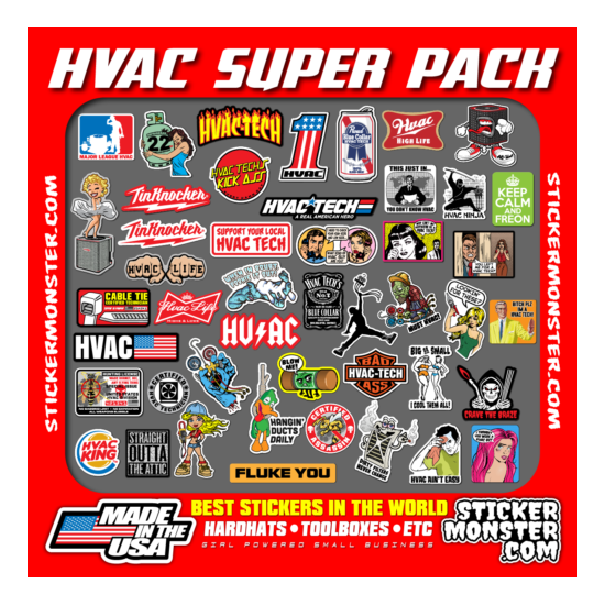 HVAC TECH (45+) Hard Hat Stickers HardHat Sticker & Decals, Heating & Air, HVACR image {1}