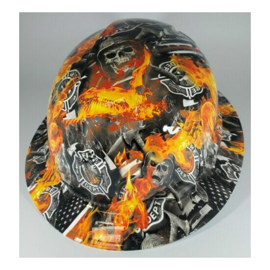 New Full Brim Hard Hat Custom Hydro Dipped FIRE FIGHTER. Free Shipping! image {1}