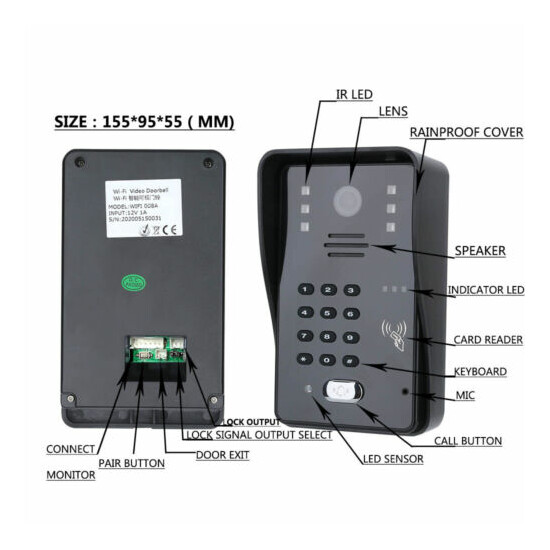 7" Lcd Monitors kit outdoor camera Electric Strike Lock+wireless remote control image {4}