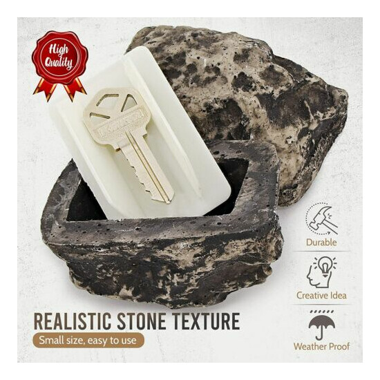 2Pc Hide-a-Spare-Key Fake Rock - Looks & Feels like Real Stone - Safe for Outdoo image {4}