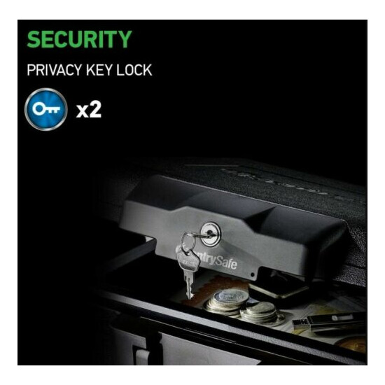 Fire Chest Fireproof Safe Lock Hidden Box Hide Money Cash,Document with Key Lock image {3}