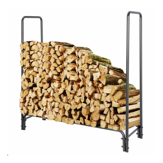 Firewood Log Storage Rack 4' Foot Indoor Outdoor Fireplace Wood Storage Holder image {1}