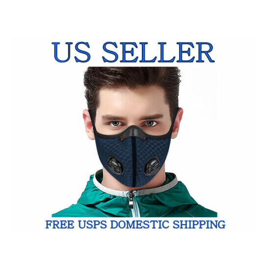 Nylon Mesh Face Mask w/ Replaceable PM2.5 HEPA Carbon Filter (Dark Blue) image {1}