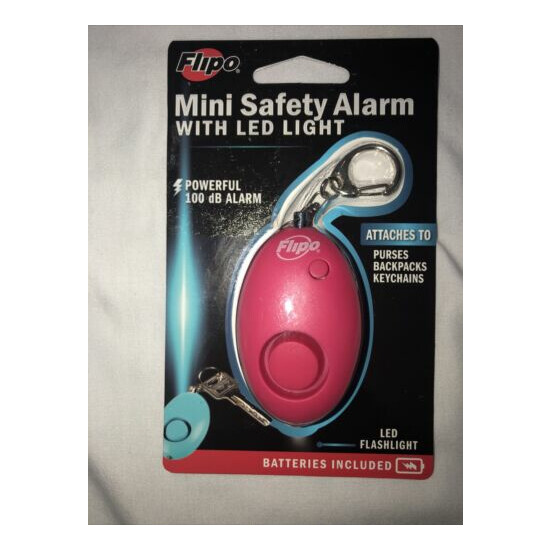 Mini Safety Alarm With LED Light By Flipo, 100 dB Alarm, Red, Brand New image {1}