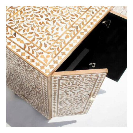 Sustainable Wood Inlay Buffet, Wood Inlay Chest of Drawer, Wood Inlay Cabinet image {3}