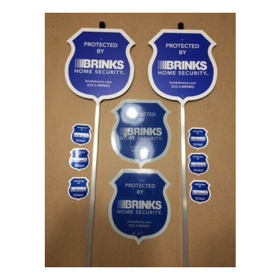 2 Reflective Brinks Security Yard Signs + 6 Double sided Decals **BRAND NEW** image {2}