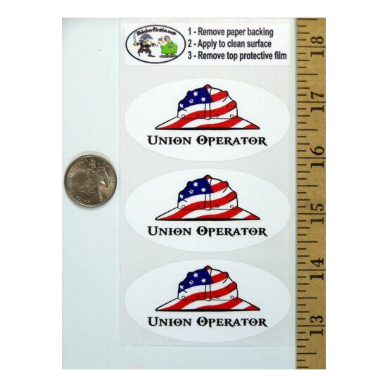 3 - Union Operator US Flag Hard Hat Oilfield Toolbox Helmet Sticker H291 image {2}