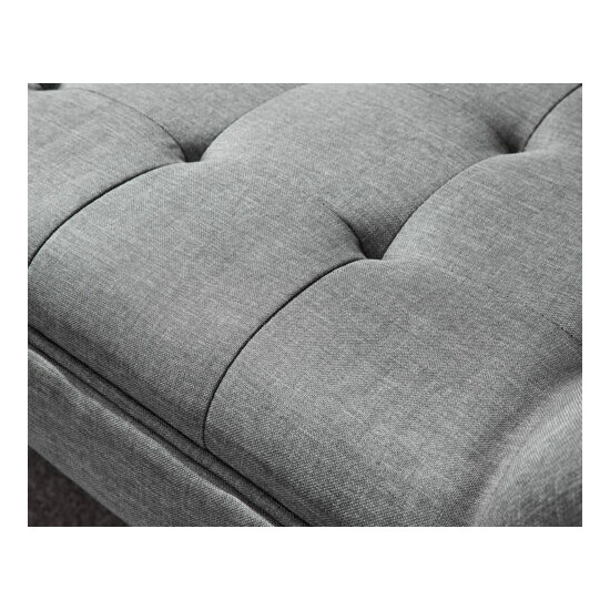 Milan Fabric Upholstered Bench Bed End Window Seat Bedroom Living Room Dark Grey image {4}