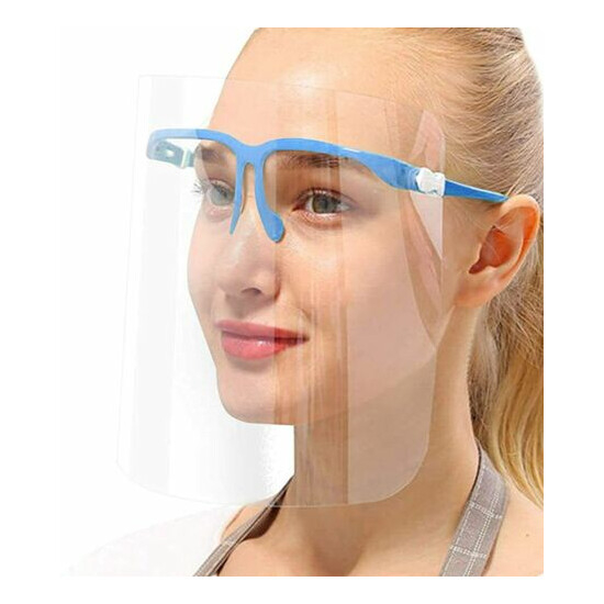 Shield Full Face Visor Glasses Blue Protection Mask PPE Transparent Pack Of 10 image {8}
