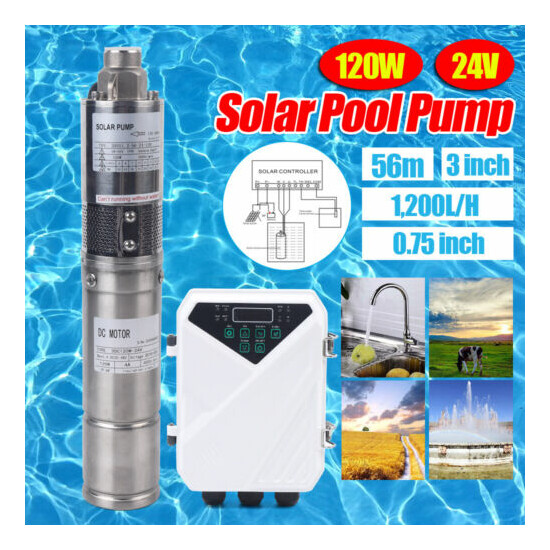 24V 120W Dc Deep Well Solar Water Pump Stainless 1,200L/H + Mppt Controller USA image {1}