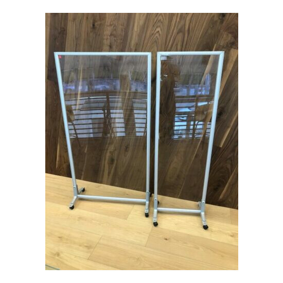 Floor Standing Sneeze Guard Acrylic Protective Shields Room Divider with wheels. image {1}