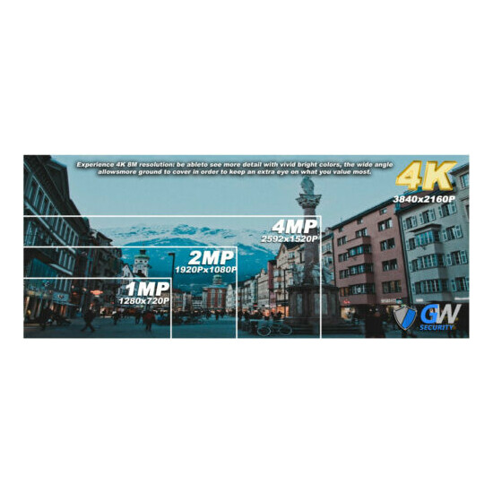 GW 8MP 2160p UltraHD 4K IP 2.8-12mm Varifocal Zoom Bullet IP PoE Security Camera image {3}