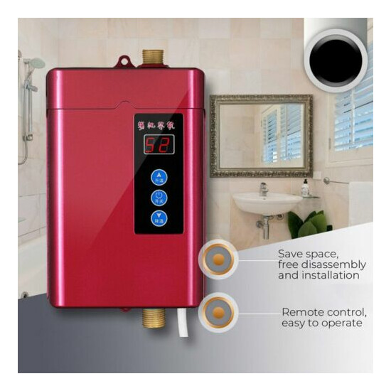 Remote Electric Instant Hot Tankless Water Heater Shower Kitchen Tap Faucet 3KW image {6}